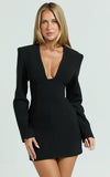Zyla Mini Dress Wide Shoulder Sweetheart Neck Fitted Dress in Black