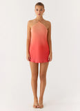 Palm Sugar Beaded Mini Dress Sunset Ombre
