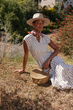 Claire Striped Maxi Dress in Indigo