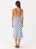 Awuku Midi Dress Blue Mocha Dot