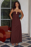 MARTHA STRAPLESS MAXI DRESS CHOCOLATE