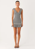 Acacia Mini Dress Black White Stripe