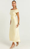 Menette Midi Dress Short Sleeve Low Back Dress in Butter