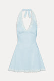 Audrey Satin Mini Dress Sweet Pea Blue