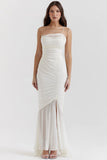 ivory ruched maxi dress