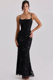 black hand beaded embellished corset maxi dress limited edition