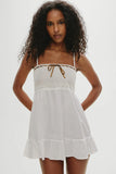 Paris Cotton Babydoll Dress Daisy White