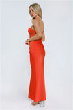 Slow Summer Nights Lace Satin Maxi Dress Tangerine
