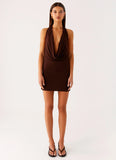 Saffron Skies Mini Dress Chocolate