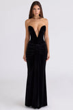 black velvet deep plunge maxi gown limited edition