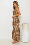 Lush Leopard Satin Maxi Dress Leopard