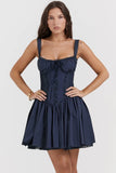 french navy corset mini dress