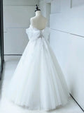 Off the Shoulder White Lace Appliques Sleeveless Lace Up Wedding Dresses