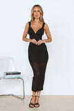 Talk Back Mesh Midi Dress Black