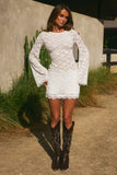 EFFIE LONG SLEEVE MINI DRESS WHITE