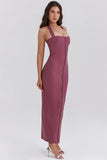 mulberry twill halter maxi dress