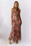 Savanna Rose Halter Maxi Dress Leopard