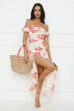 Floralicious Off Shoulder Maxi Dress Cream