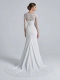 Mermaid White Lace Appliques Beaded Wedding Dress