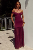 SHAYLA OFF SHOULDER MAXI DRESS WINE