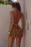 XYLIA HALTER LOW PLUNGE MINI DRESS MAGNOLIA MANGO