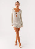 Majestic Beaded Crochet Mini Dress Ivory