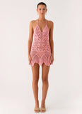 Beach Days Crochet Mini Dress Pink