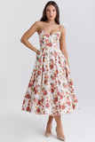 italian rose print tulle midi dress