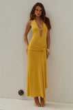 AYELLA DEEP V KNIT MAXI DRESS MANGO