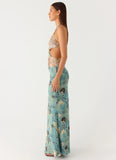 Rebel Beaded Maxi Dress Aqua Blur