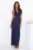 After Dark Love Plisse Maxi Dress Navy