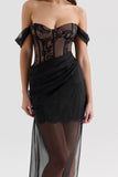 black off shoulder lace maxi dress