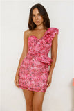 Softly Stylish One Shoulder Mini Dress Pink