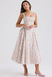 pale blue meadow print cotton midi sundress