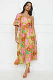 Coconut Crush One Shoulder Midi Dress Orange