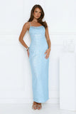 The Shine Collective Sequin Maxi Dress Blue