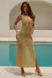 ARIYA SLEEVELESS KNIT MAXI DRESS GOLD METALLIC