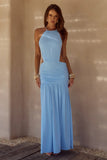 IMELDA HIGH NECK MAXI DRESS SKY BLUE