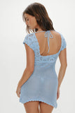 Eloise Crochet Mini Dress Blue Jay