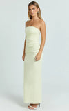 Jamie Maxi Dress Strapless Ruched Fitted Column Dress in Lemon