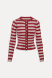 Lenon Button Up Knit Sweater Collegiate Stripe
