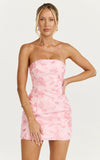 Electra Mini Dress Strapless Bodycon Embellished Sequin Dress in Soft Pink
