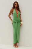 AYELLA DEEP V KNIT MAXI DRESS APPLE