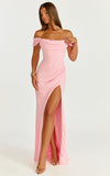Marcel Maxi Dress Off Shoulder Corset High Split Dress in Pink