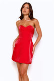 Blazing Beauty Strapless Satin Mini Dress Red