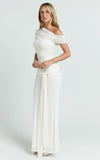 Nicolette Maxi Dress Cape Sleeve Off Shoulder Dress in Cream