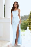 Pretty In The Moment Satin Maxi Dress Blue