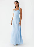 Odette Satin Maxi Dress Blue