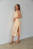 Keilani High Neck Open Knit Midi Dress