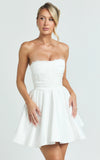 Bianca Mini Dress Strapless Fit And Flare Dress in Ivory